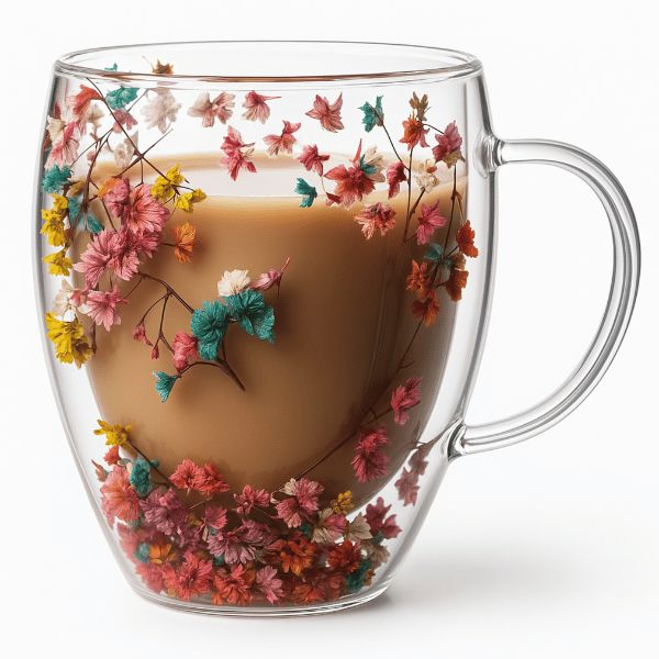 Dried Flowers Glass Mug – Nillianstore UAE