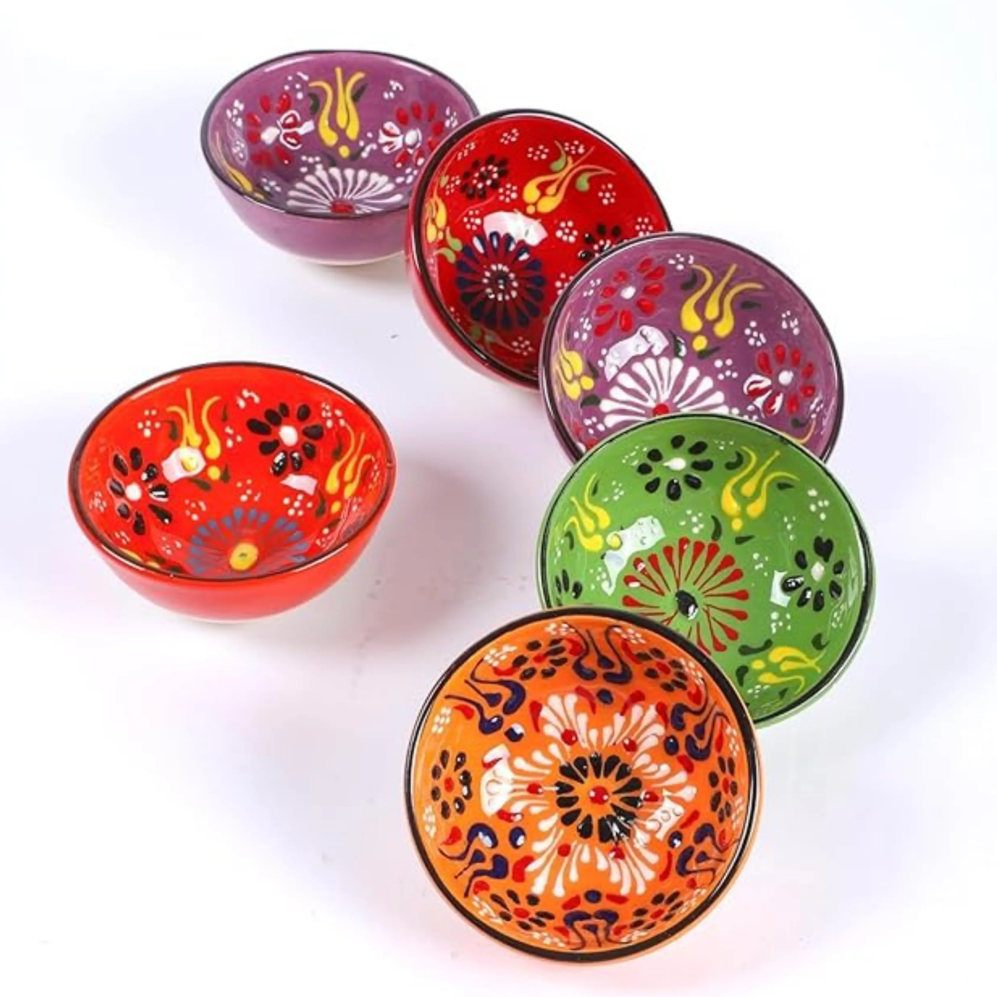 Set of 2 Handmade Ceramic Dipping Bowls - Turkish Style (8cm x 4cm) - Image 2