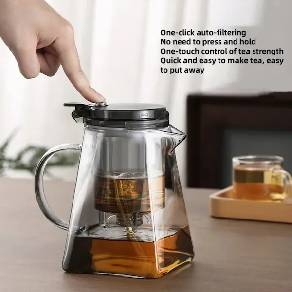 Enchantipot Glass Teapot, 750ml, Built-in Automatic Tea Infuser - Image 1