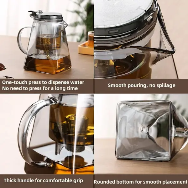 Enchantipot Glass Teapot, 750ml, Built-in Automatic Tea Infuser - Image 2