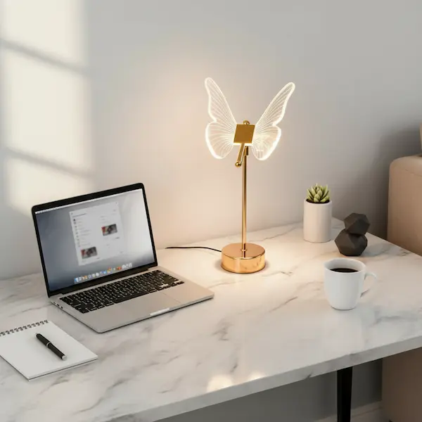 Elegant Butterfly Table Lamp with 3-Color LED Light and USB Power - Image 2
