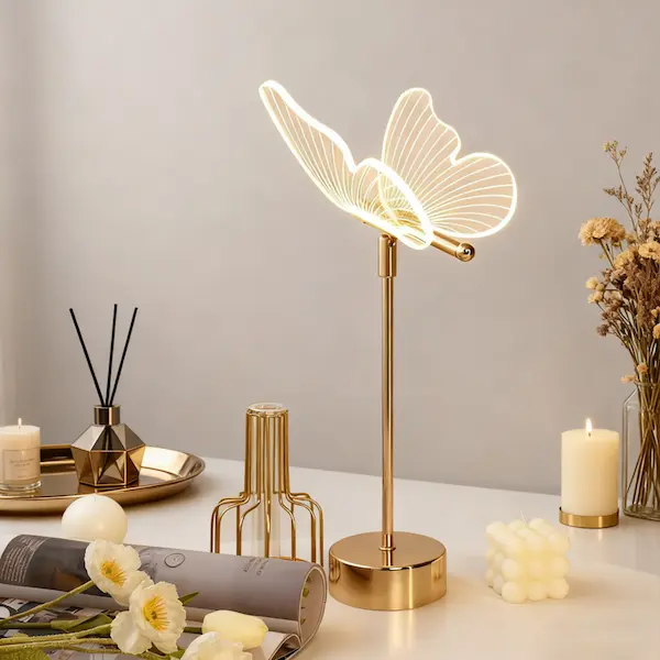 Elegant Butterfly Table Lamp with 3-Color LED Light and USB Power - Image 3