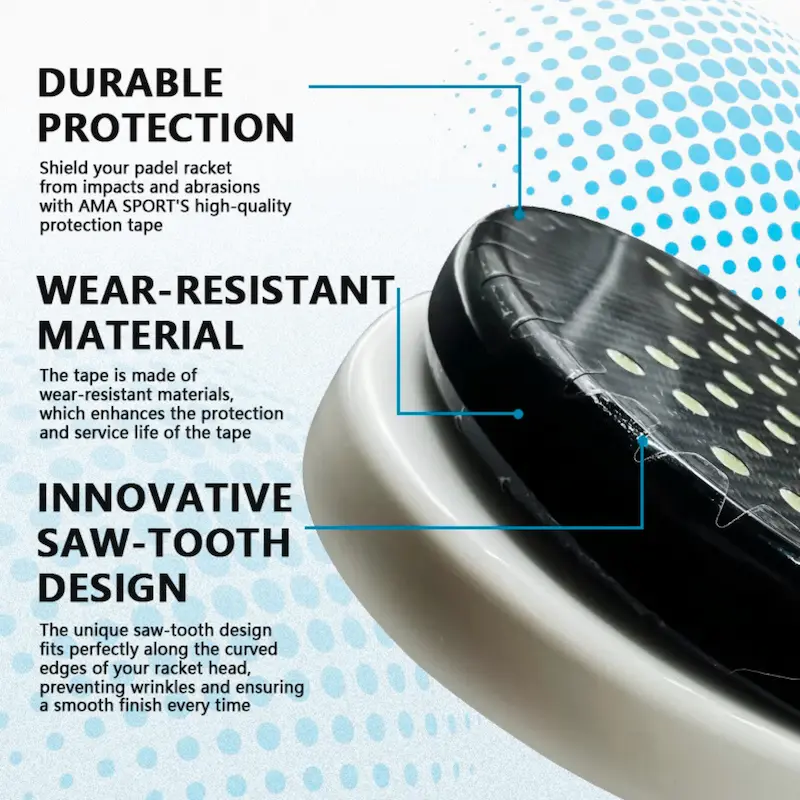 Zigzag Padel Racket Protector – High-Grip Edge Guard Tape for Padel Rackets – 400mm x 65mm Frame Protection – Easy Application – Durable Adhesive – Universal Fit (Transparent) - Image 4