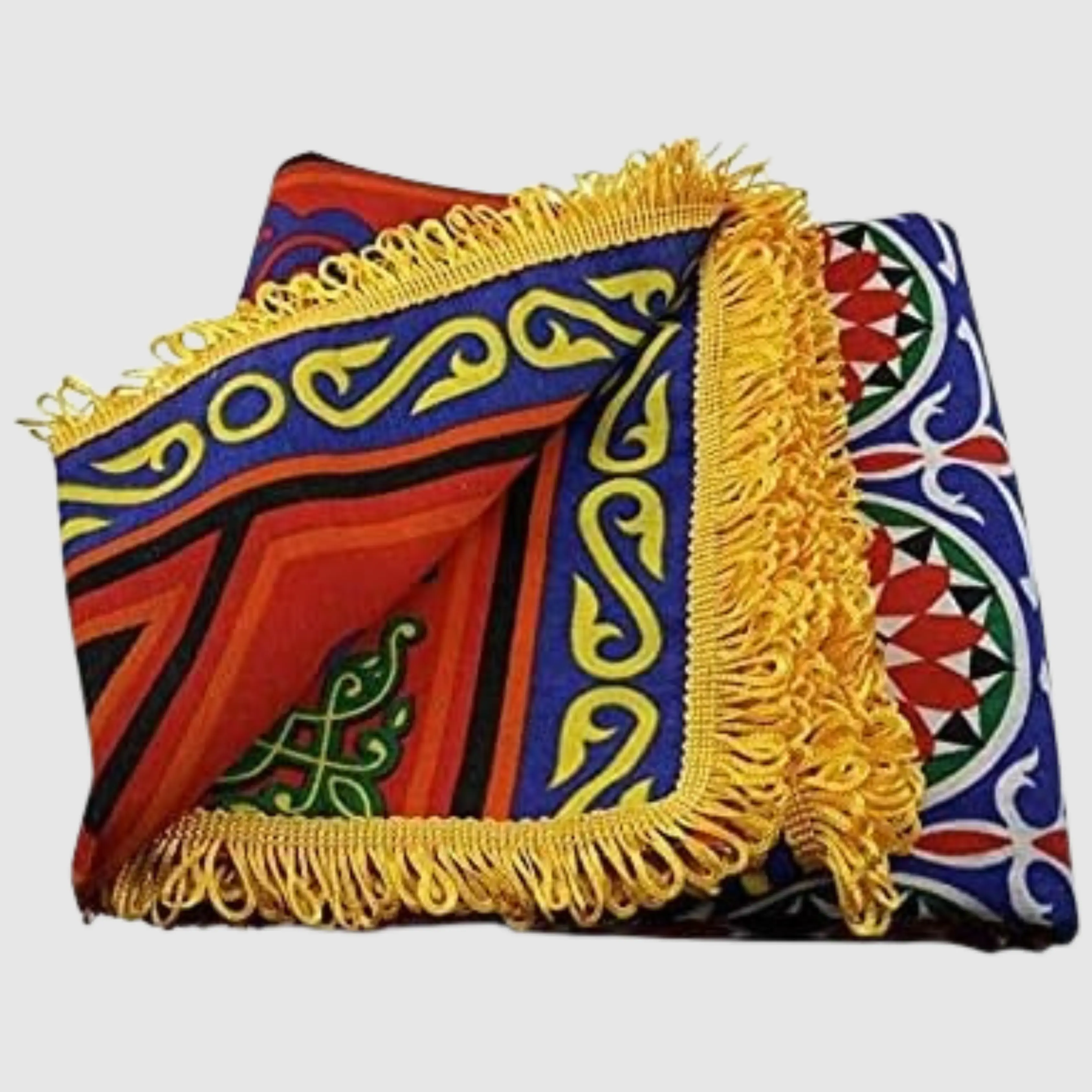 Egyptian Khayameya Ramadan Tablecloth – Traditional Islamic Pattern, Red & Blue Geometric Design with Gold Trim - Image 4