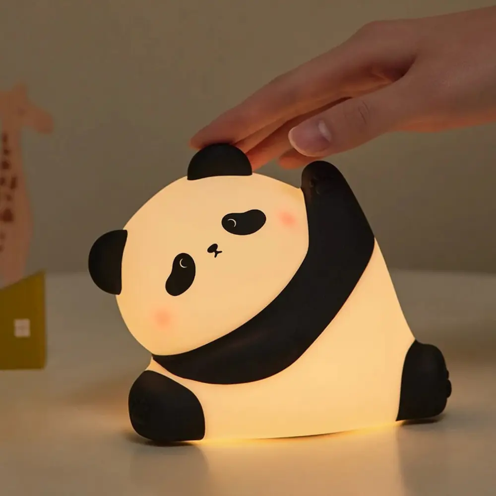 Cute Panda Night Light for Kids - Soft Silicone Touch Sensor, USB Rechargeable, Warm White LED Bedside Lamp - Image 2