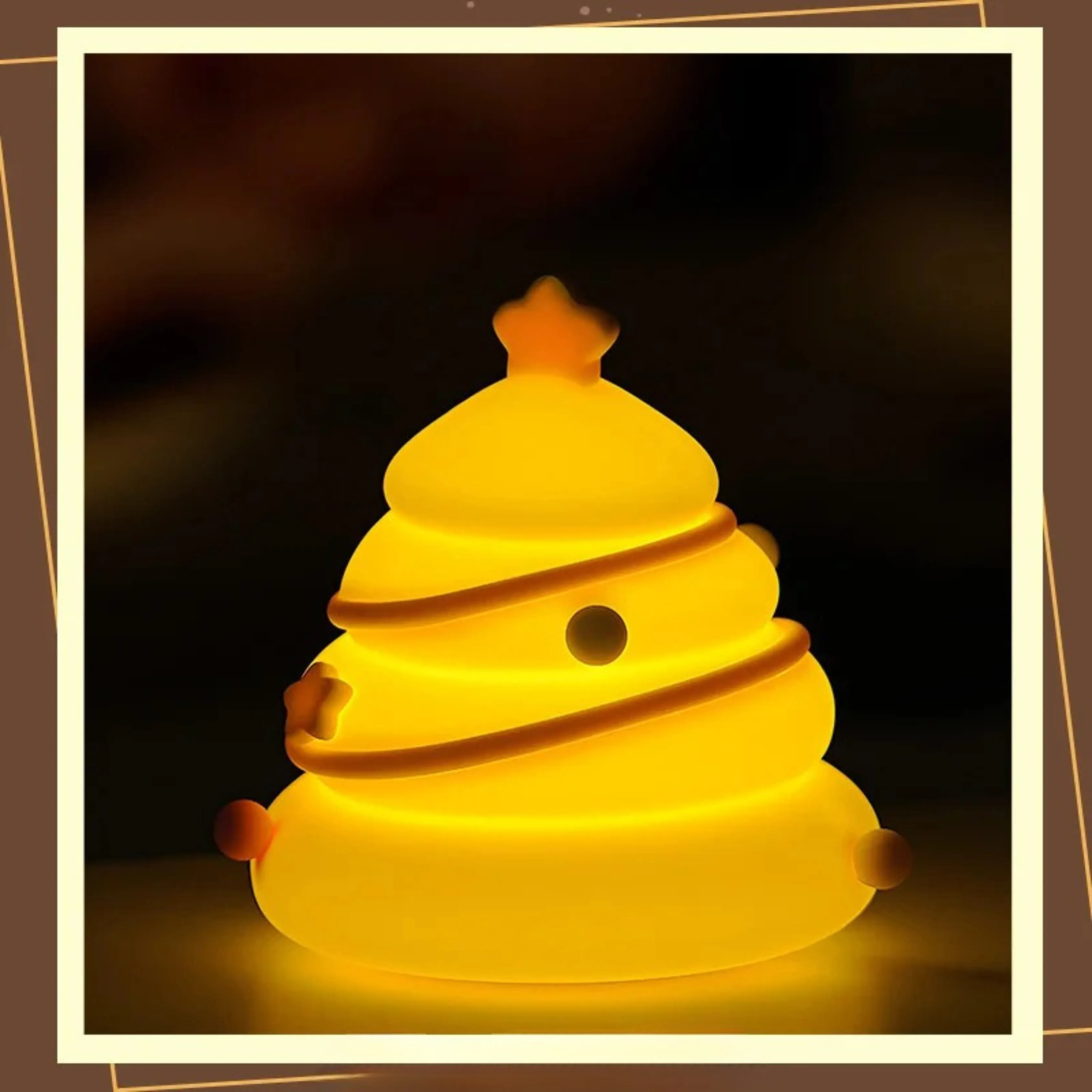 Cute Christmas Tree Night Light for Kids – Soft Silicone Touch Sensor, USB Rechargeable, Warm White LED Bedside Lamp - Image 2