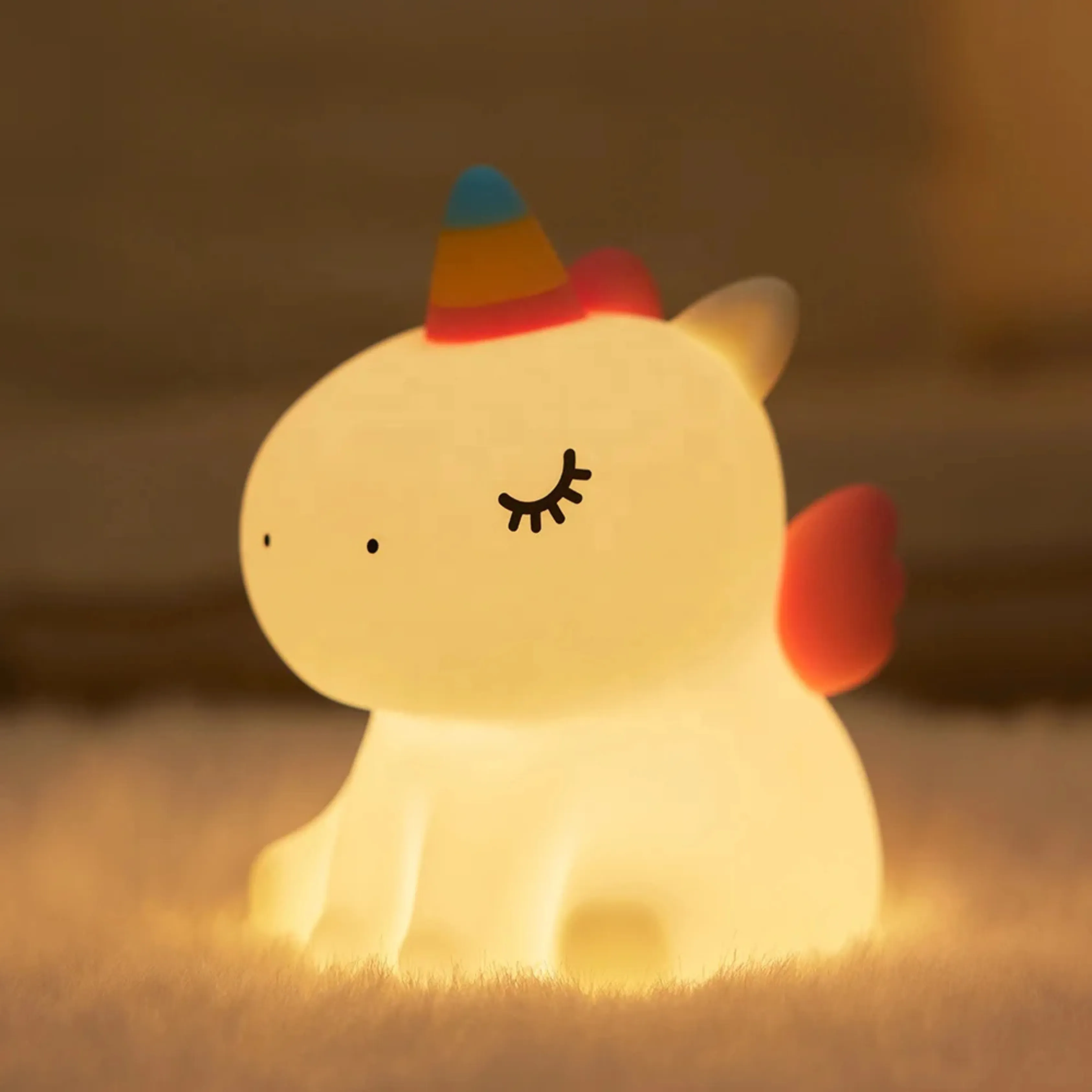 Cute Unicorn Night Light for Kids – Soft Silicone Touch Sensor, USB Rechargeable, Warm White LED Bedside Lamp - Image 2