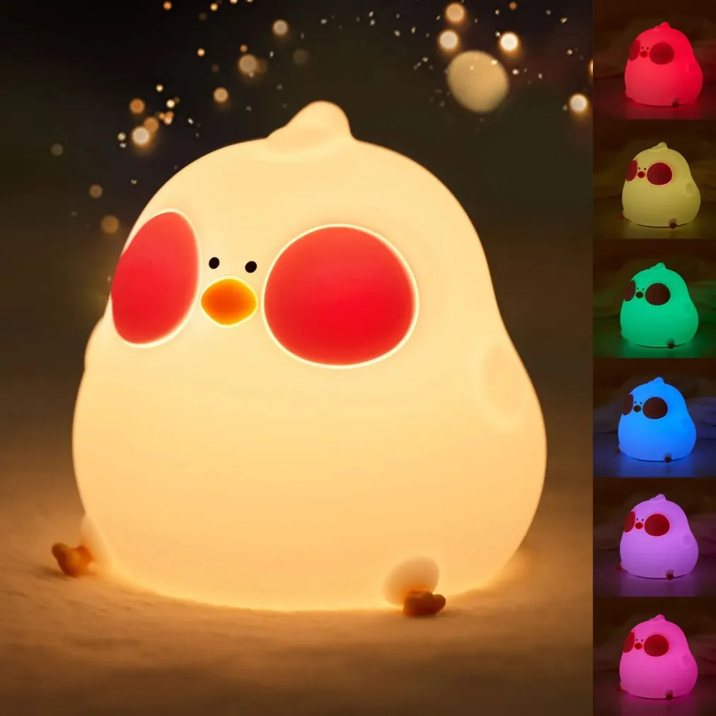 Cute CUCKOO Chick Night Light for Kids – Soft Silicone Touch Sensor, USB Rechargeable, Warm White LED Bedside Lamp - Image 2