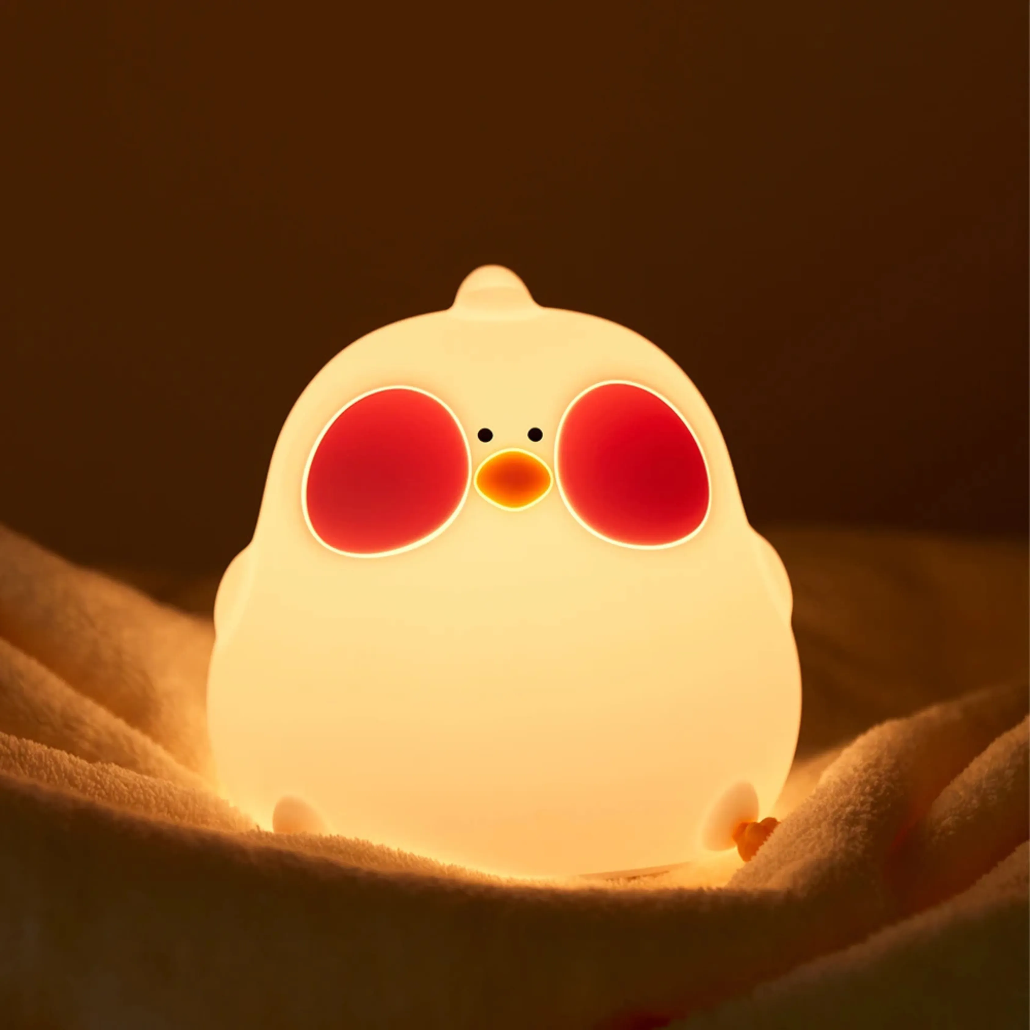 Cute CUCKOO Chick Night Light for Kids – Soft Silicone Touch Sensor, USB Rechargeable, Warm White LED Bedside Lamp - Image 4